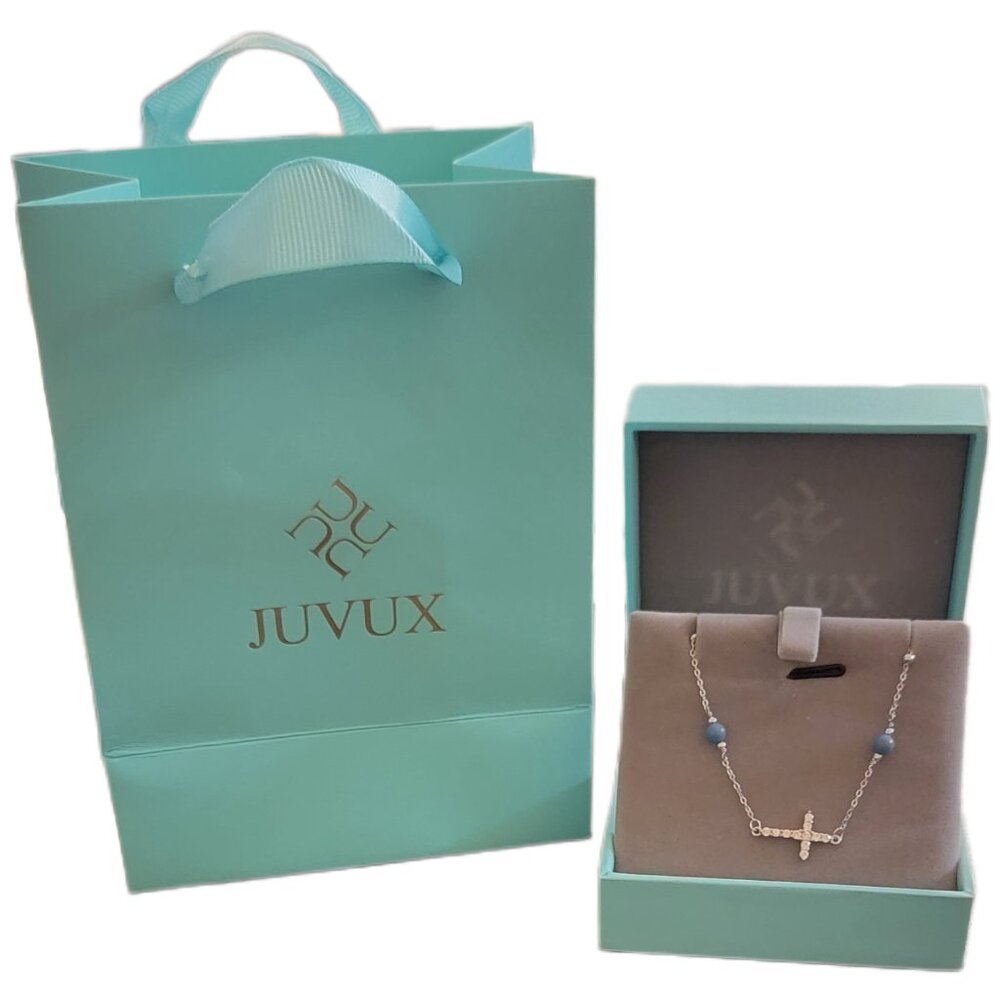 Turquoise Cross Necklace 925 Sterling Silver CZ Faith Pendant NWT